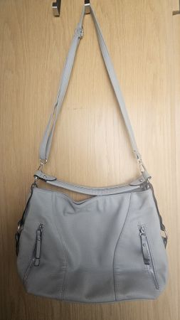 Damen Handtasche hellgrau, Kunstleder
