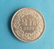 2 Franken Jahr 2000, gut erhalten