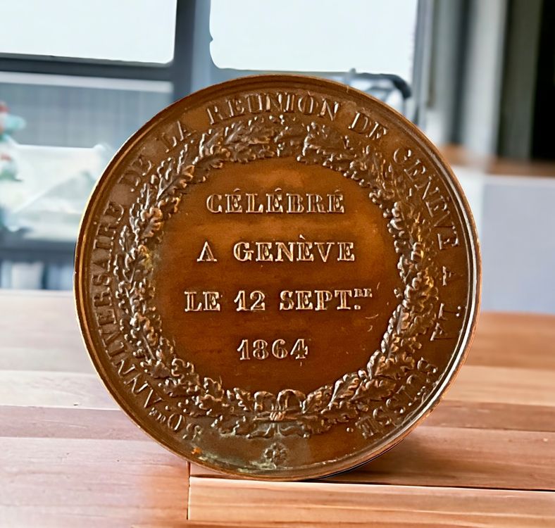 Médaille Bronze Suisse 1864 - Winterthur Chevalier - État UNC (non Circulée) - 45mm - Rare