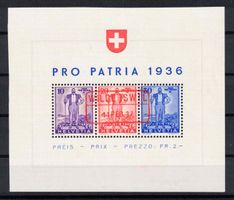 1936 Pro Patria Wehranleihe Block W8 mit Stempel WILDERSWIL