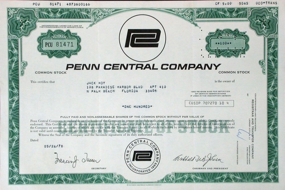 Documents: Penn Central Company - 1978 – D'occasion à Solothurn par Sgasche