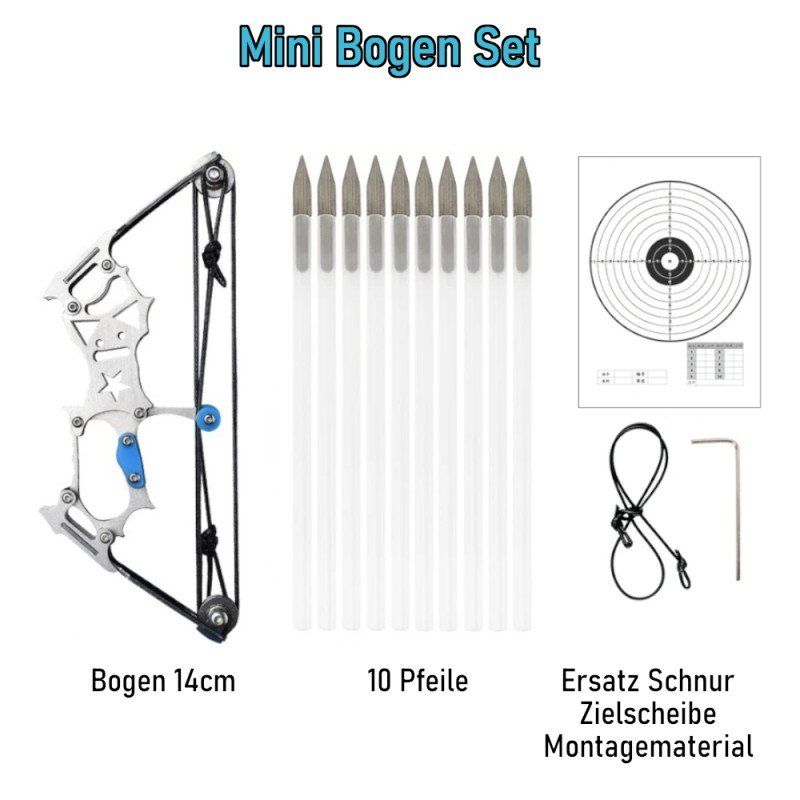 Tiro con l'arco: Mini Bogen Compound Bow 13cm Set 10 Pfeile Zielscheibe – Nuovo e nell'imballaggio originale da Hundwil venduto da Mr.Wong 2