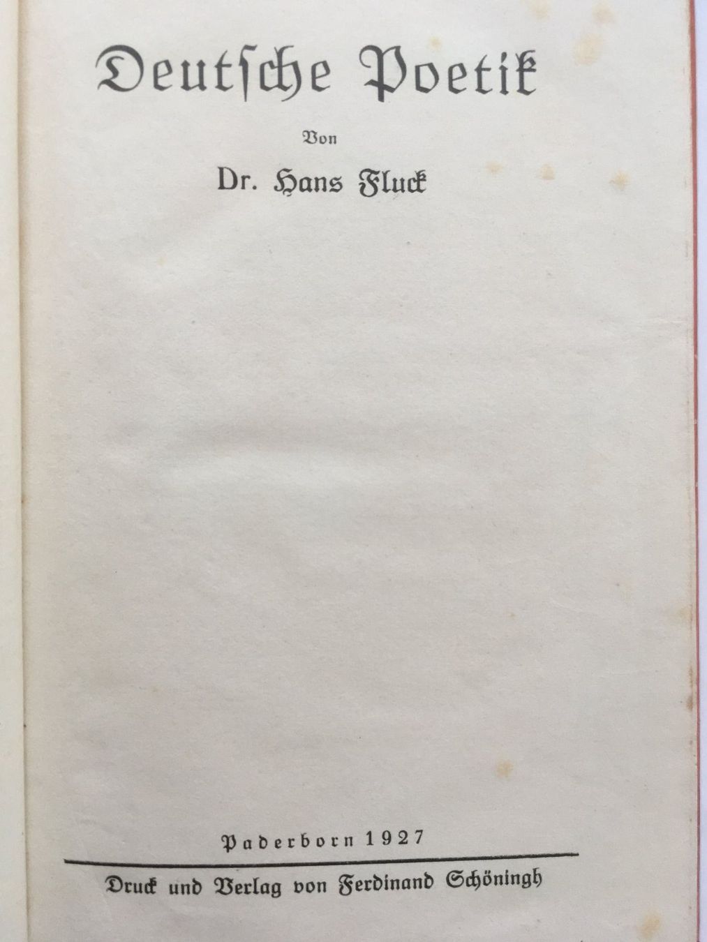 Libri: Deutsche Poetik - Hans Fluck; 1927 – Usato da Grenchen venduto da Kogi7 1