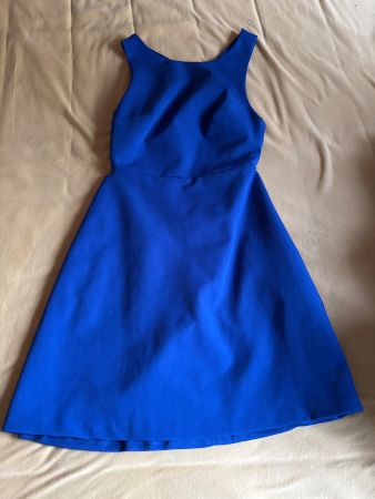 Robe de soirée bleue roi dos nu à recoudre, femme taille S