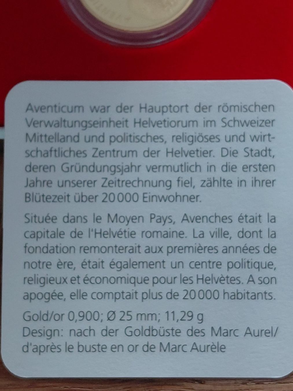Alle Münzen: 50 FRANKEN GOLD AVENTICUM 2015 MARC AUREL – Gebraucht aus Bern von wau68 3