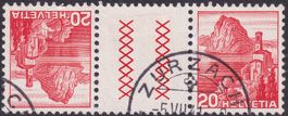 S52z (20c+20c, rot, geriffeltes Papier) von ZURZACH, K:100.-