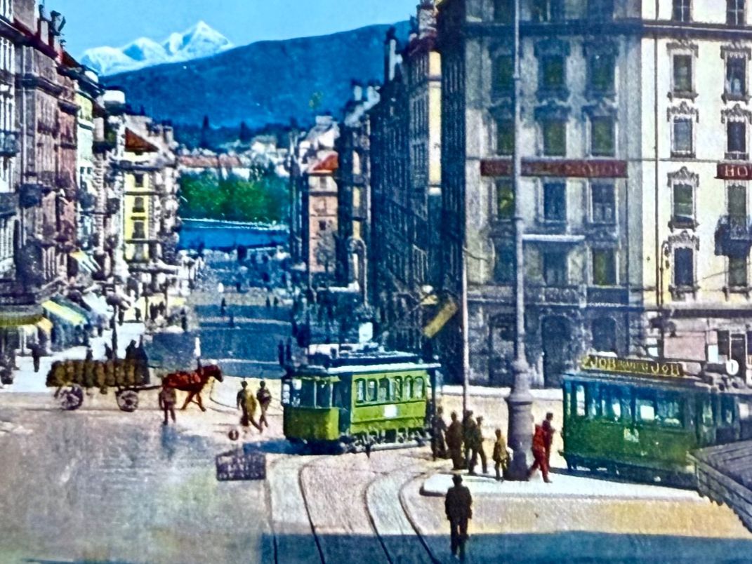 Cartes postales: Genève - Trams - Rue du Mont  blanc – D'occasion à Lutry par Ediego 1