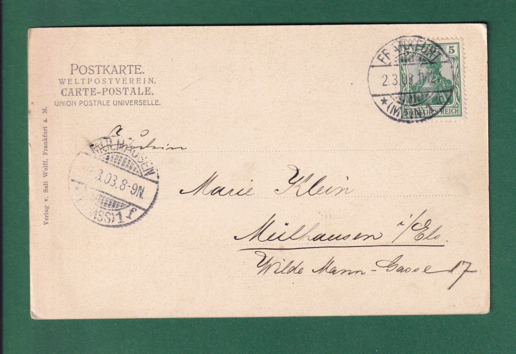 Cartoline postali: FRANKFURT - Zeil - 1903 – Usato da Pully venduto da nicecards-shop 1