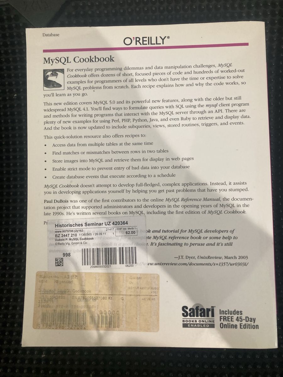 Libri: MySQL Cookbook  – Usato da Flawil venduto da rcnkr 1