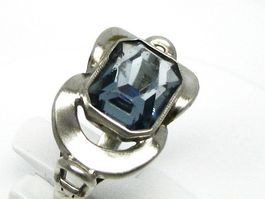 Art Deco Antik Ring Silber 835 blauer Stein / Gr. 53.5