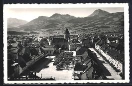 AK Bulle, Blick in den Ort mit Moléson