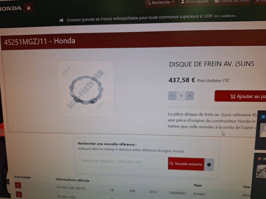 Honda Tutti i ricambio per moto: Disque de frein avant pour Honda – Nuovo e nell'imballaggio originale da Athenaz (Avusy) venduto da pat_8t2m