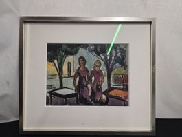 Gemälde "Zwei Frauen" gerahmt, Original, Karl Liner Signiert
