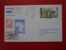 Lettre Brief 1994 FLUGPOST ERSTFLUG Yaoundé - Genève