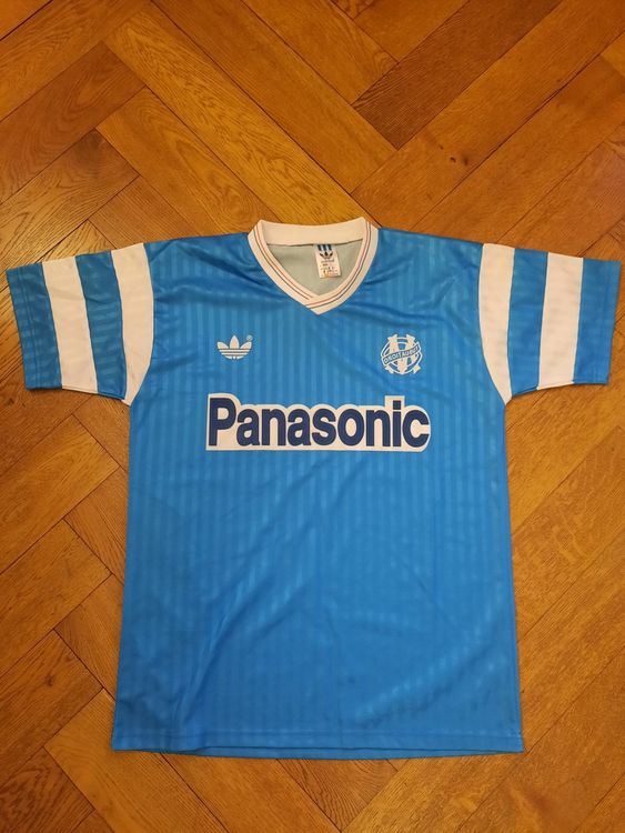 1991-1992 Olympique Marseille Jersey Shirt Maillot Home Panasonic Adidas L/S L