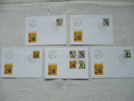 Pro Juventute 2001 5 FDC Satz & Einzelm. SBK J360 - J363