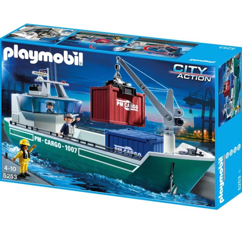 Playmobil Giocattoli: Playmobil Schiff Frachtschiff Containerschiff Boot – Usato da Belp venduto da Familie-Meyer
