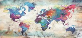 Diamond Painting Mappemonde Colorée 80x40 cm