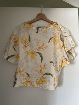 Haut Zara Basic Denim fleuri taille M