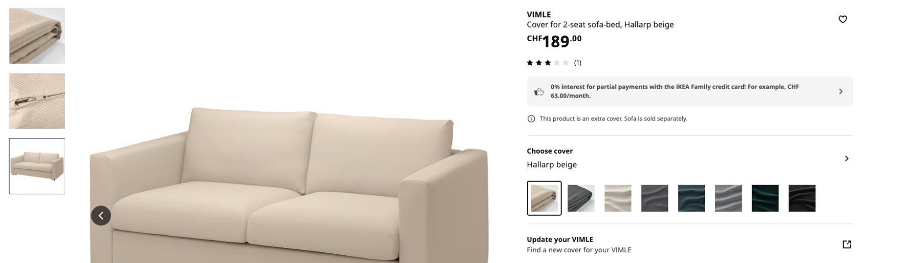 Ikea Bettwäsche: Ikea VIMLE sofa bed 2er cover hallarp beige – Gebraucht aus Gebenstorf von D0minika 3