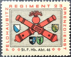 Soldatenmarke 2.WK, Stab Feld Hb Abt 46, gelb, Wi Art 257