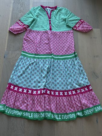 Kleid lang Zwillingsherz Gr. S / M pink grün Blumen