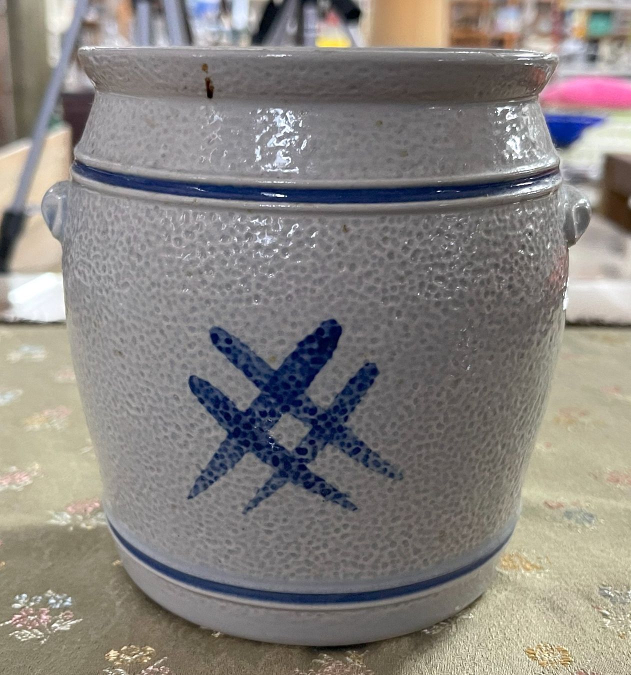 Töpfe: Alte Steingut Topf / blau grau - H 14.5cm – Gebraucht aus Oftringen von Vucki