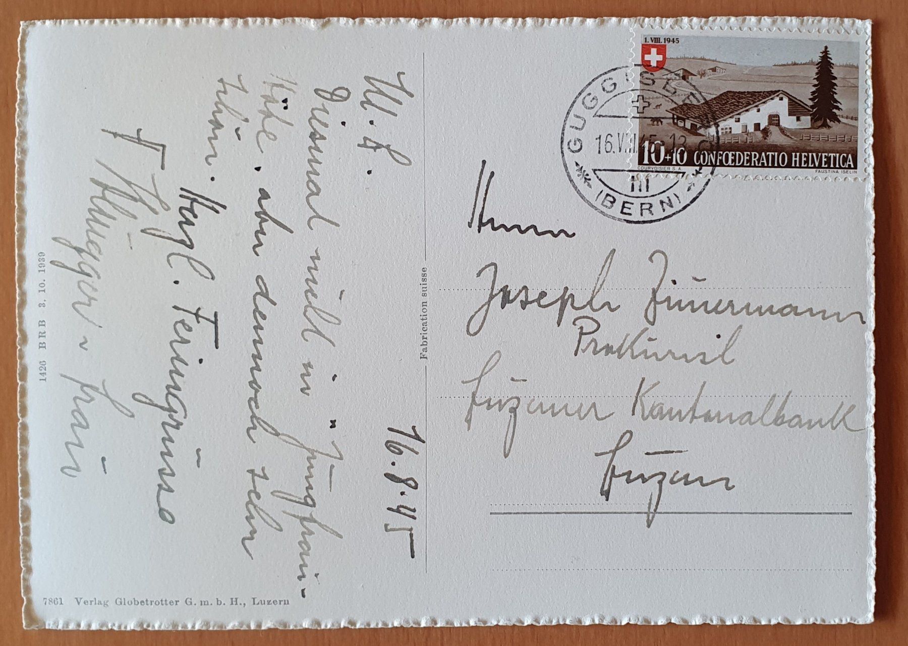 Cartoline postali: Guggisberg 1945 – Usato da Kreuzlingen venduto da Rschweiz1 1