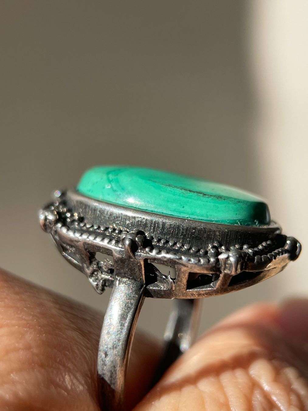 Bagues: Malachit-Ring – Vintage-Edelsteinring – Neuf avec emballage d'origine à Schiers par sisikristall 1