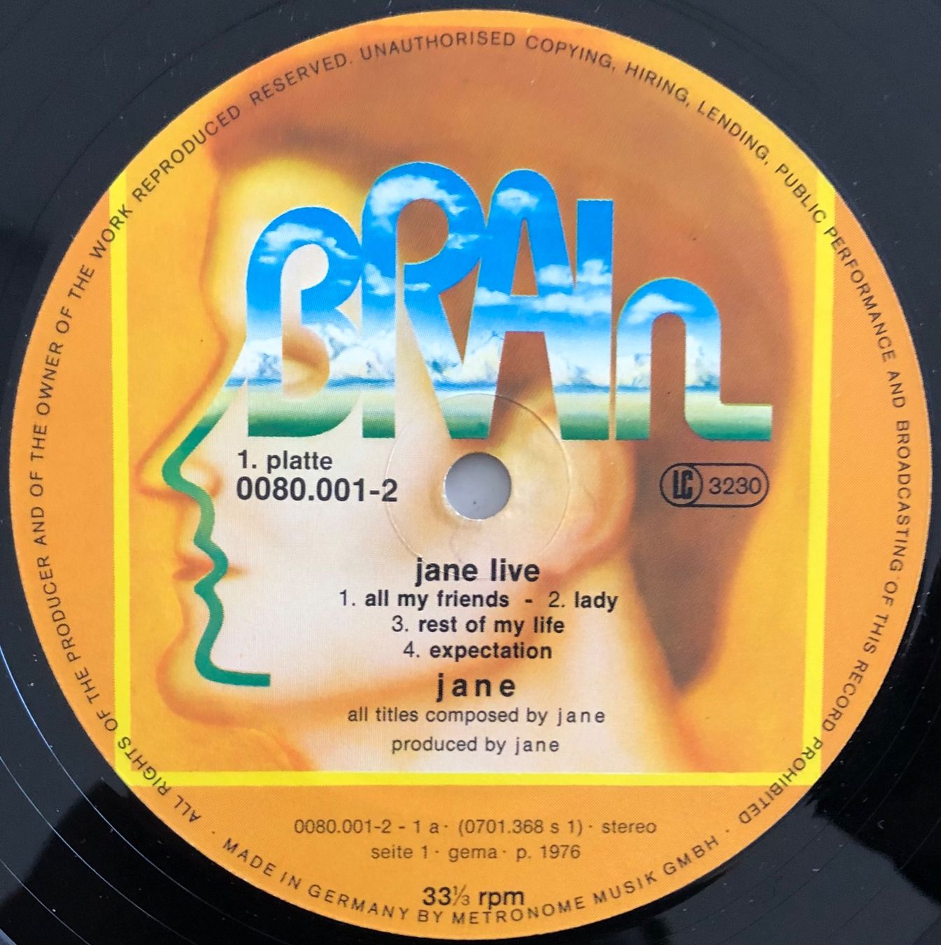 Schallplatten: JANE - JANE LIVE – Gebraucht aus Poliez-Pittet von Newtown-Records 2