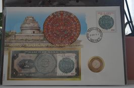 Banknotenbrief mit Münze aus Mexico