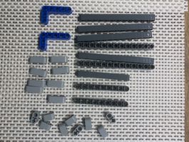 Lego Technik graue blaue runde Lochbalken 8043