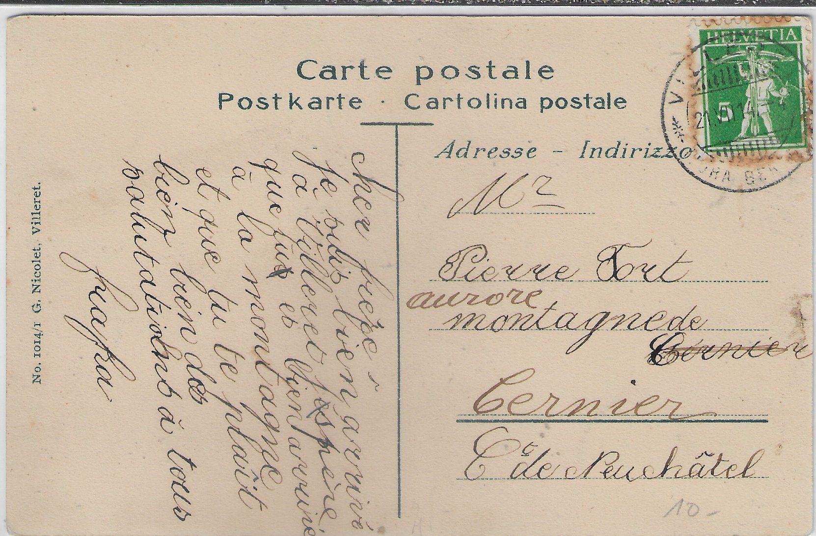 Cartoline postali: Villeret - Vue generale – Usato da Ettingen venduto da Kartenplanet 1