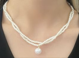 Joli collier en petites perles  40 cm +7 cm neuf