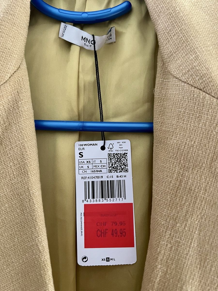 Mango Giacche: Mango Blazer, NEU mit Etikett, Gr. S, Beige – Nuovo e nell'imballaggio originale da Kilchberg ZH venduto da froschli0_0 1