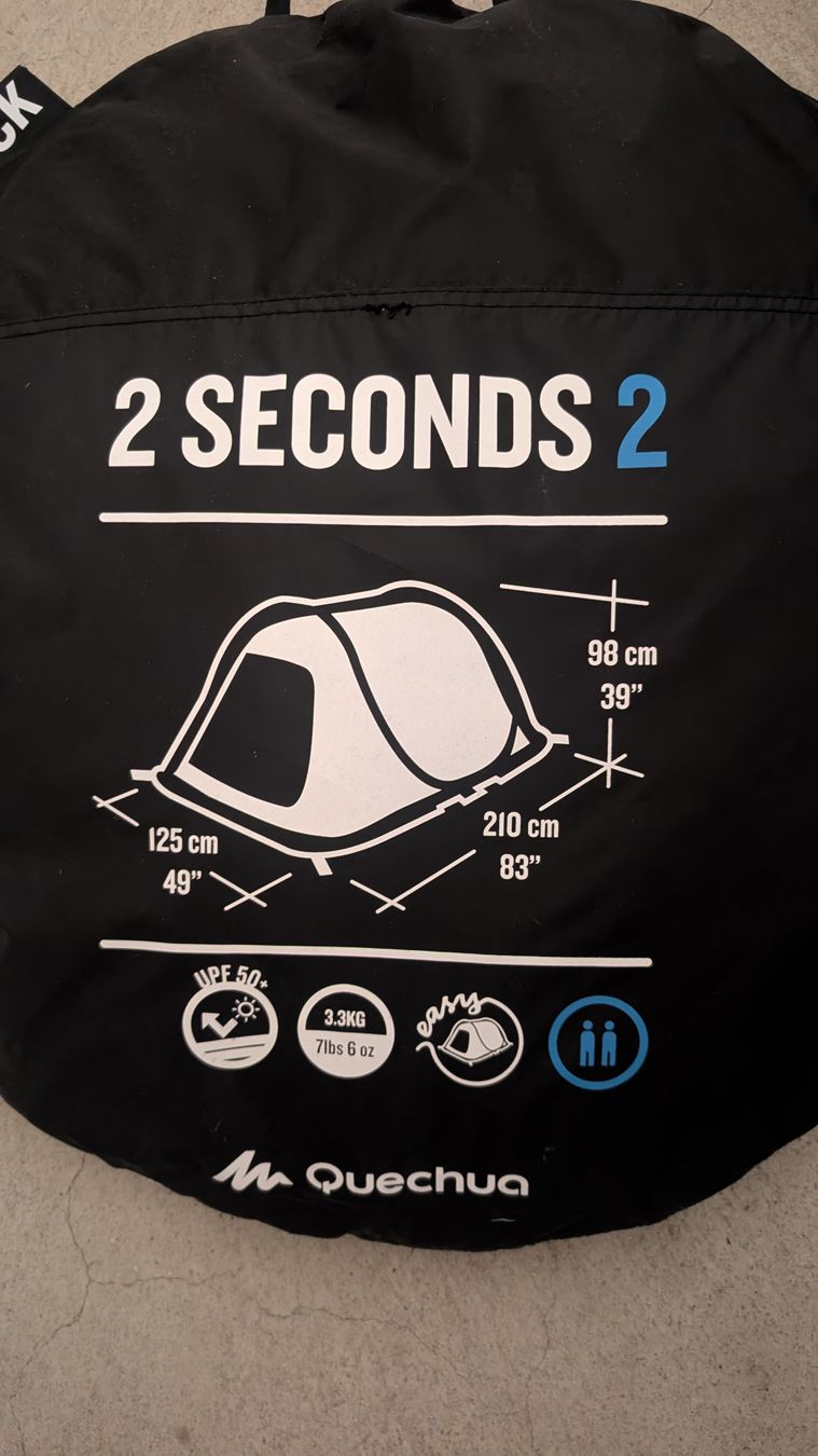 Decathlon Tende : Quechua 2 Seconds Fresh&Black Tent 2 Person – Nuovo (secondo la descrizione) da Roveredo GR venduto da JessK.Store 1