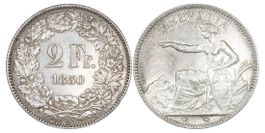 2 Franken von 1850 (sehr schön bis vorzüglich)
