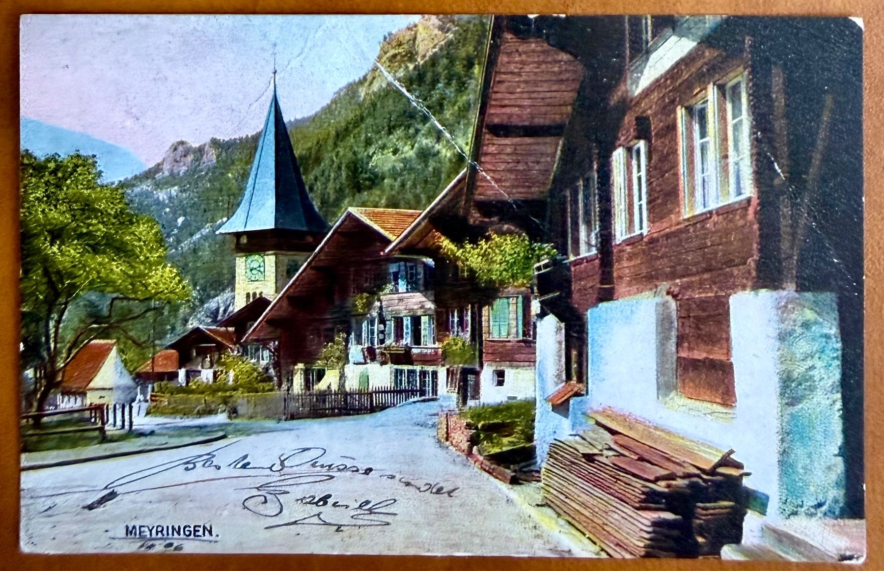 Cartoline postali: Meyringen - Le village  1906 – Usato da Lutry venduto da Ediego