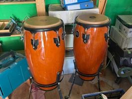 Congas Set Marke Meinl orange mit Ständer gebraucht