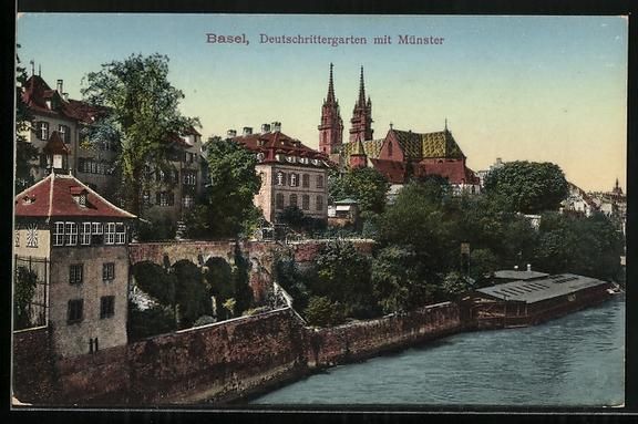 Ansichtskarten: Basel, Deutschrittergarten mit Münster – Gebraucht aus Berlin von bartko-reher
