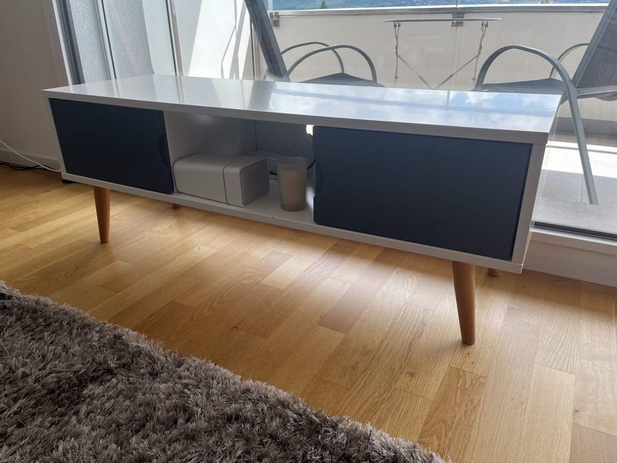 TV Möbel: Buffet Console Table Basse - Blanc et Bois - 120x40x45cm – Gebraucht aus Petit-Lancy von ide_h2t9 2