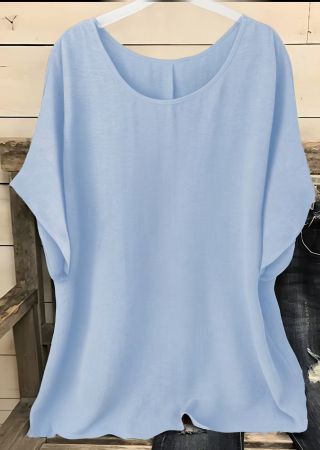 Bluse Tunika Hell Blau Kurz Arm