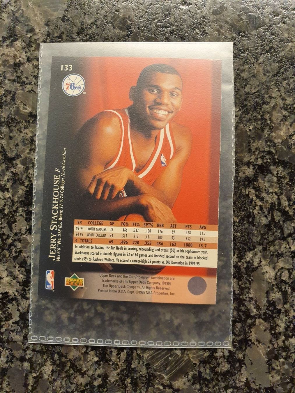 Nba Sammelbilder & Trading cards: Jerry Stackhouse 76ers Upper Deck 1995 – Gebraucht aus Oberdorf BL von BaldenEagle 1