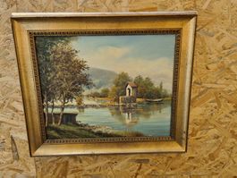 Altes Ölgemälde Rapperswil auf Leinwand.