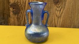Murano scavo, kleine zweihenklige Vase, blau
