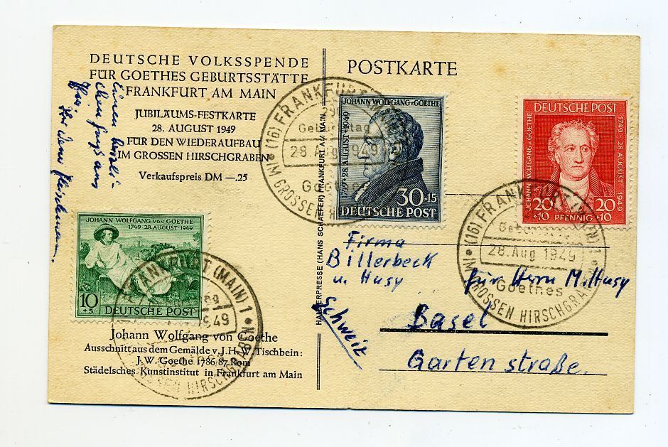 Bizone, 1949, Goethe Satz auf Karte | Kaufen auf Ricardo