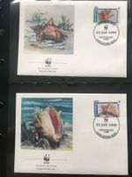 Nevis 1990 Satz illustr. Ersttagsbriefe WWF Fechterschnecke