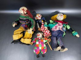 ⭐ 4x Clowns, Marionette, Puppen, Spielzeug Vintage Spielzeug