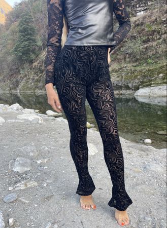 Chic Leggings donna motivo onde velato nuovo-tgM/L