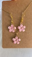 Schmuck set Blumen Ohrringe Kette Blume Kirschblüte
